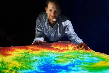 Charles Darwin University Researcher, Rohan Fisher, with the award-winning 3D mapping tool. 