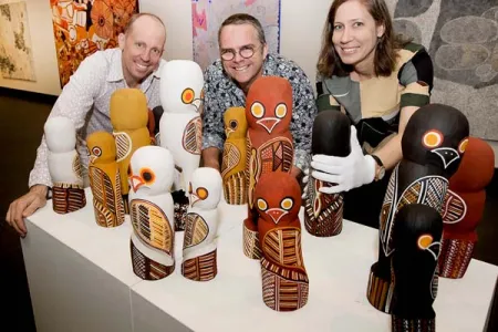 Matt Ward and Paul Johnstone from SALON Art Projects with CDU Art Gallery Curator Kellie Joswig