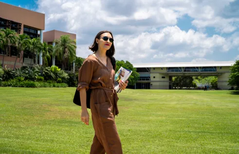 Yuliia Shchedrovska walking to class
